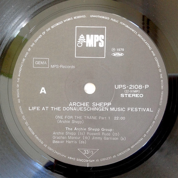 Archie Shepp - Life At The Donaueschingen Music Festival (Vinyl, LP, Album, Reissue) Very Good Plus (VG+) / Very Good Plus (VG+)