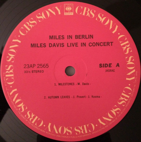 Miles Davis - Miles In Berlin (Vinyl, LP, Album, Reissue, Stereo)