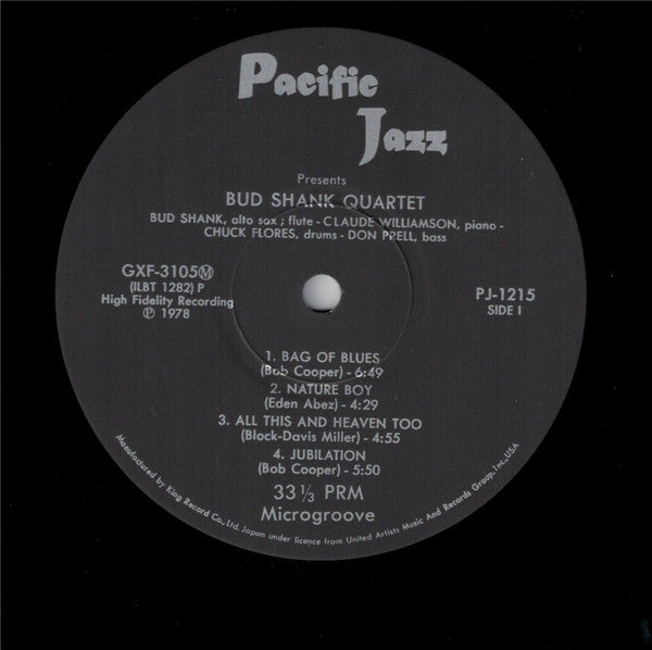 Bud Shank Quartet - Bud Shank (Vinyl, LP, Album, Limited Edition, Reissue, Mono) Very Good Plus (VG+) / Very Good Plus (VG+)