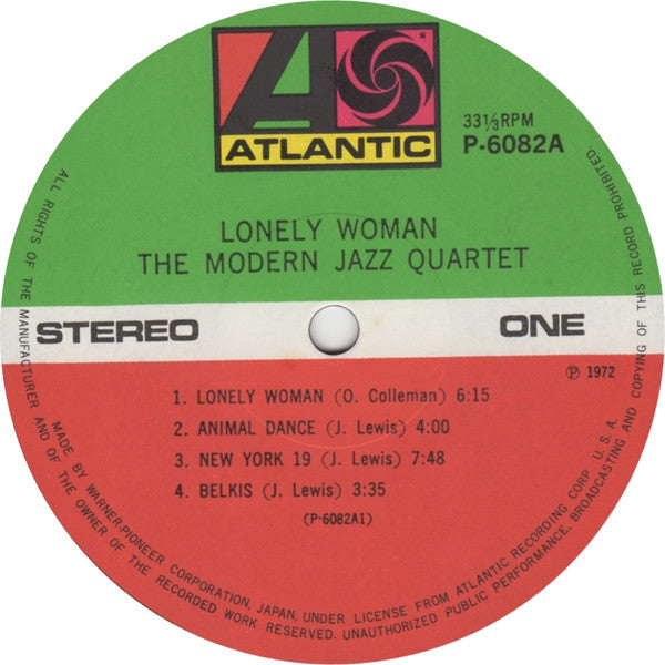 The Modern Jazz Quartet - Lonely Woman (Vinyl, LP, Album, Reissue, Stereo) Very Good Plus (VG+) / Very Good (VG)