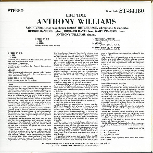 Anthony Williams - Life Time (Vinyl, LP, Album, Stereo, Reissue) Very Good Plus (VG+) / Very Good Plus (VG+)