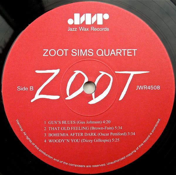 Zoot Sims Quartet - Zoot (Vinyl, LP, Album, Reissue, Unofficial Rel...