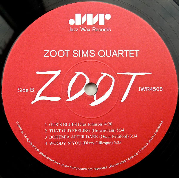 Zoot Sims Quartet - Zoot (Vinyl, LP, Album, Limited Edition, Reissue) Very Good (VG) / Very Good Plus (VG+)