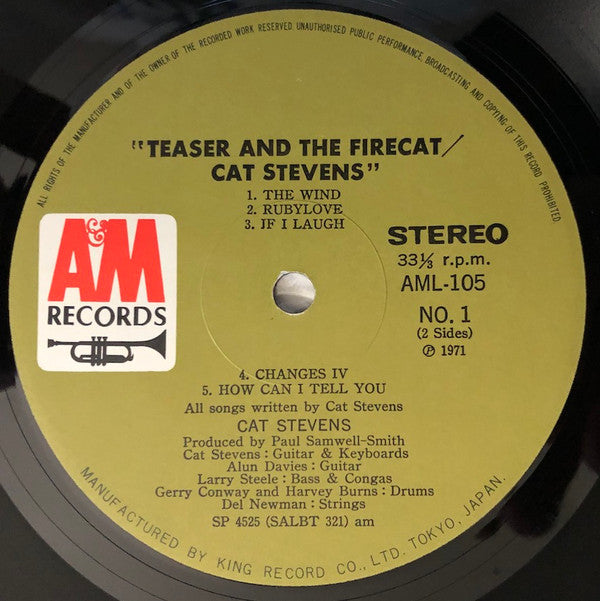 Cat Stevens - Teaser And The Firecat (Vinyl, LP, Album) Very Good Plus (VG+) / Very Good (VG)