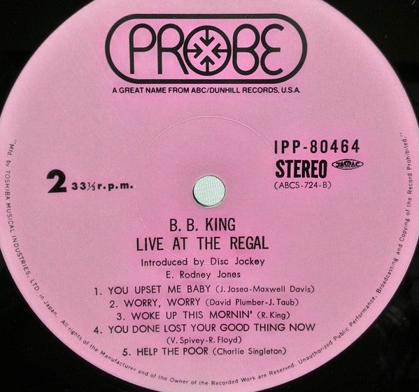 BB King - Live At The Regal (Vinyl, LP, Album, Stereo) Very Good Plus (VG+) / Very Good Plus (VG+)