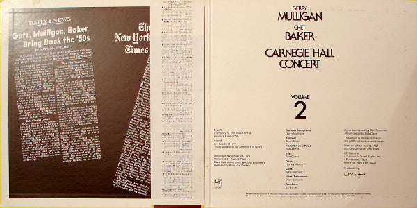Gerry Mulligan - Carnegie Hall Concert - Volume 2 (Vinyl, LP, Album) Very Good Plus (VG+) / Very Good Plus (VG+)