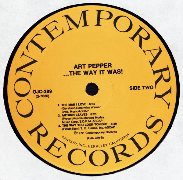Art Pepper - ...The Way It Was! (Vinyl, LP, Album, Reissue, Remastered) Very Good Plus (VG+) / Very Good Plus (VG+)