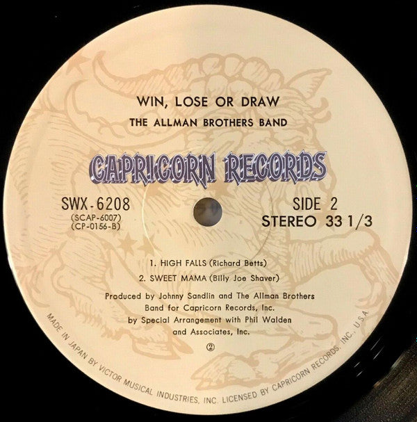 The Allman Brothers Band - Win, Lose Or Draw (Vinyl, LP, Album) Very Good Plus (VG+) / Very Good (VG)