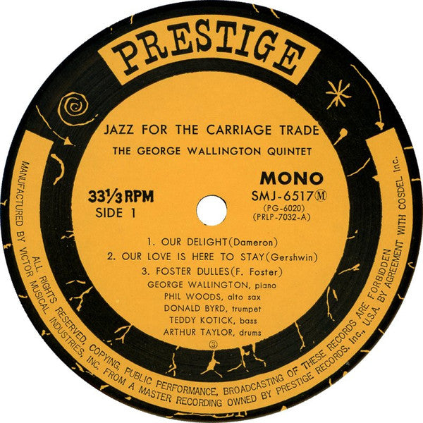 George Wallington Quintet - Jazz For The Carriage Trade (Vinyl, LP, Album, Mono, Reissue) Very Good Plus (VG+) / Very Good (VG)