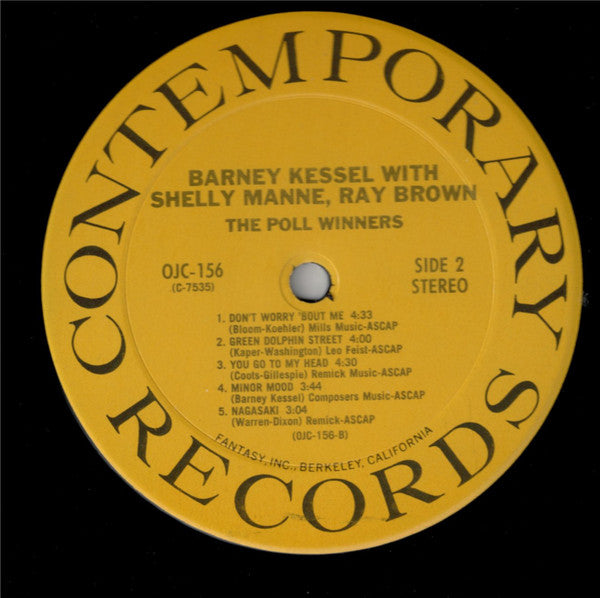 Barney Kessel - The Poll Winners (Vinyl, LP, Album, Reissue, Stereo) Very Good (VG) / Very Good Plus (VG+)