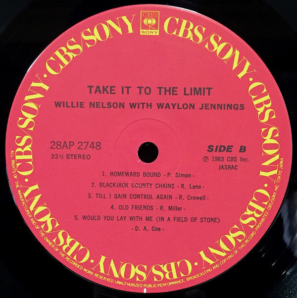 Waylon Jennings & Willie Nelson - Take It To The Limit (Vinyl, LP, Album, Stereo) Very Good Plus (VG+) / Very Good (VG)
