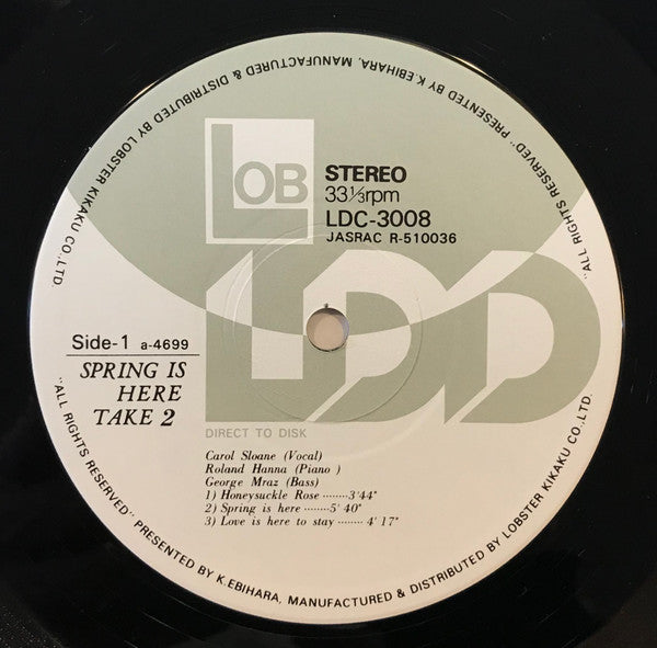 Carol Sloane - Spring Is Here Take 2 (Vinyl, LP, Album, Stereo) Very Good Plus (VG+) / Very Good Plus (VG+)
