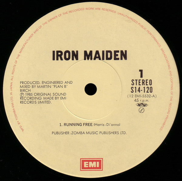 Iron Maiden - Running Free (Vinyl, 12", 45 RPM, EP) Near Mint (NM or M-) / Very Good Plus (VG+)