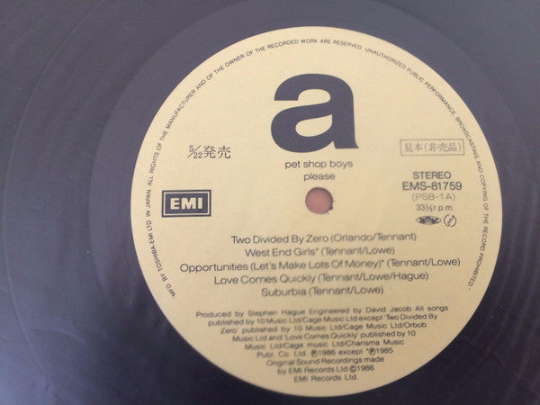 Pet Shop Boys - Please (Vinyl, LP, Album, Promo)
