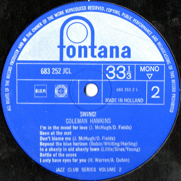 Coleman Hawkins - Swing! (Vinyl, LP, Compilation) Very Good (VG) / Very Good (VG)