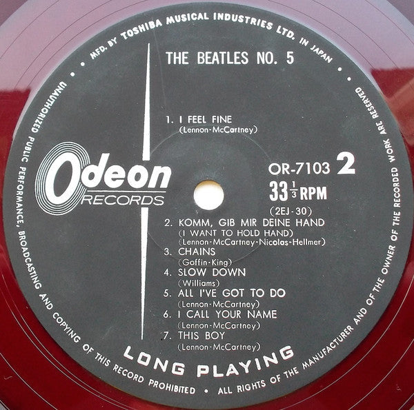The Beatles - Beatles No. 5 (Vinyl, LP, Album, Compilation, Reissue, Mono) Good Plus (G+) / Very Good Plus (VG+)