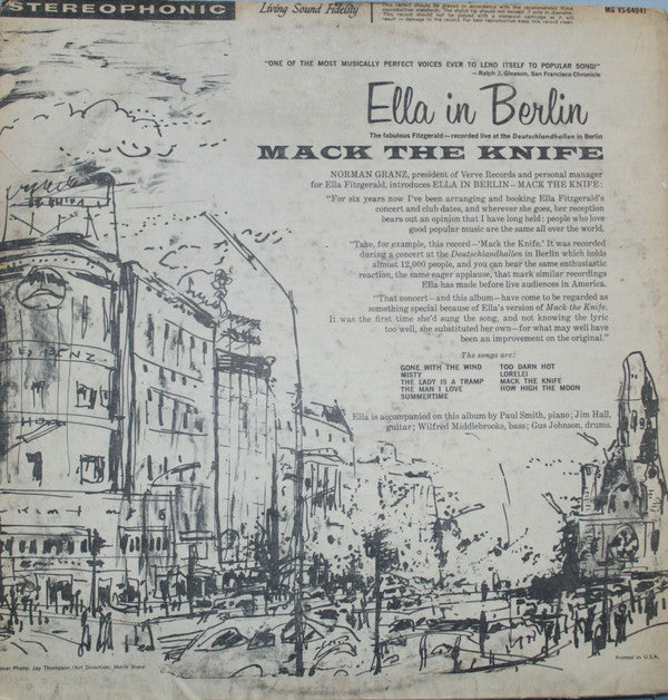 Ella Fitzgerald - Mack The Knife - Ella In Berlin (Vinyl, LP, Album, Reissue, Stereo) Very Good Plus (VG+) / Good Plus (G+)