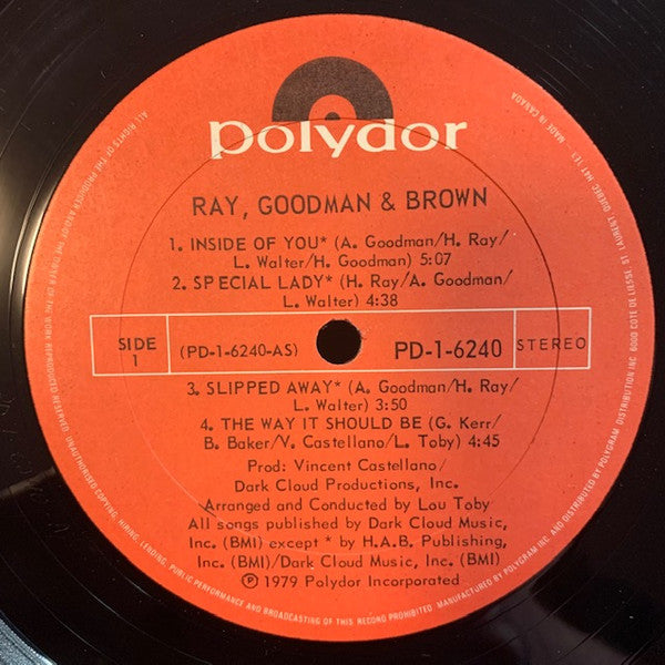 Ray, Goodman & Brown - Ray, Goodman & Brown (Vinyl, LP, Album) Good Plus (G+) / Good (G)