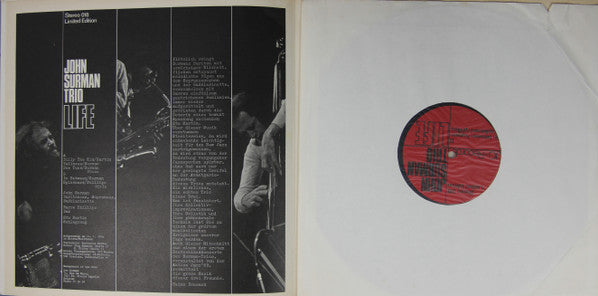 John Surman Trio - Live In Altena (Vinyl, LP, Album, Limited Edition) Near Mint (NM or M-) / Very Good Plus (VG+)