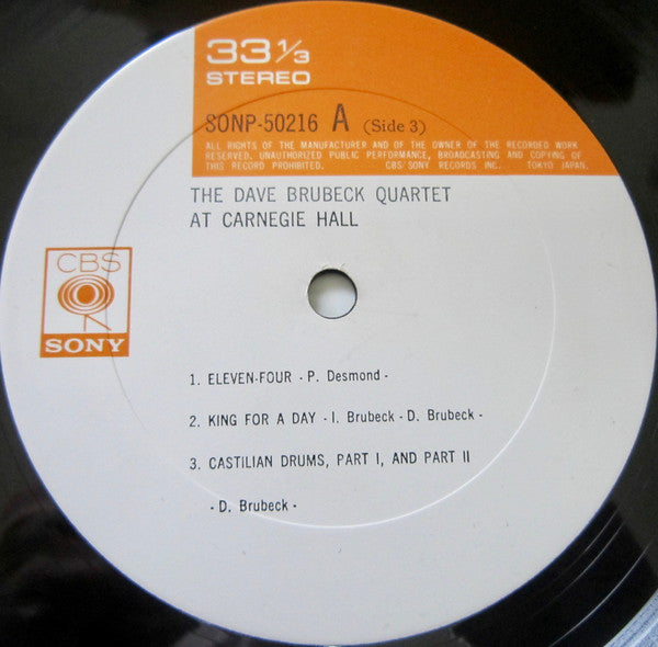 The Dave Brubeck Quartet - At Carnegie Hall (2xVinyl, LP, Album, Stereo, Reissue) Very Good Plus (VG+) / Good (G)