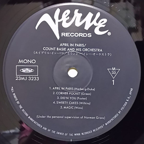 Count Basie Orchestra - April In Paris (Vinyl, LP, Album, Reissue, Mono) Very Good (VG) / Very Good Plus (VG+)
