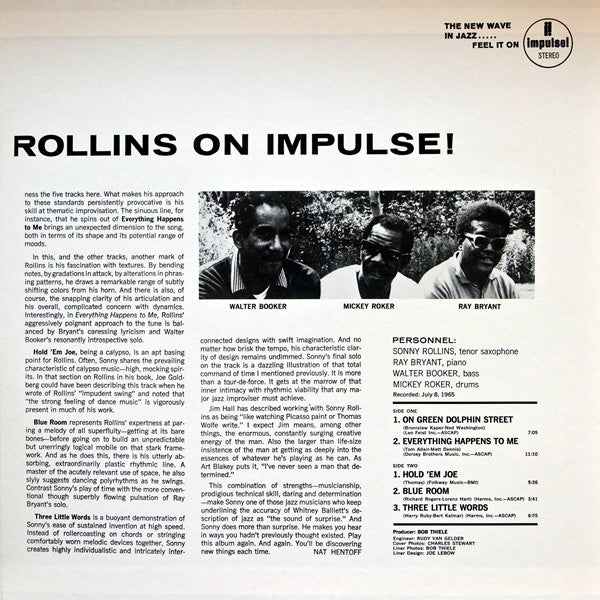 Sonny Rollins - On Impulse! (Vinyl, LP, Album, Reissue, Stereo) Very Good Plus (VG+) / Very Good (VG)