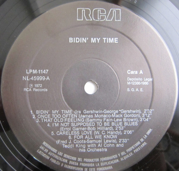 Teddi King - Bidin' My Time (Vinyl, LP, Reissue) Very Good Plus (VG+) / Very Good Plus (VG+)