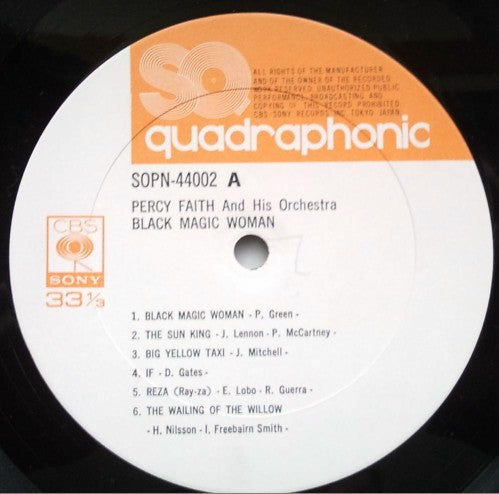 Percy Faith & His Orchestra - Black Magic Woman (Vinyl, LP, Album, Quadraphonic) Very Good (VG) / Very Good (VG)