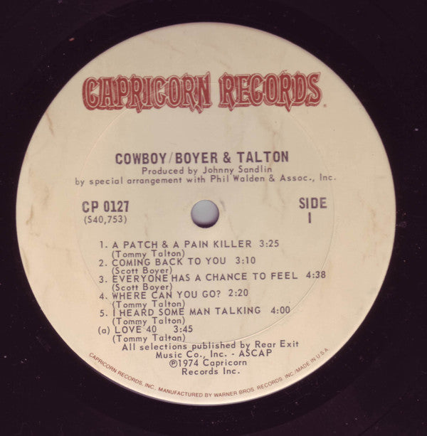 Cowboy (6) - Boyer & Talton (Vinyl, LP, Album) Good Plus (G+) / Very Good Plus (VG+)