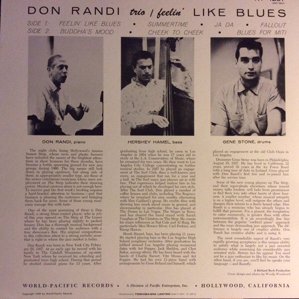 Don Randi Trio - Feelin' Like Blues (Vinyl, LP, Album, Reissue, Stereo) Very Good Plus (VG+) / Very Good Plus (VG+)
