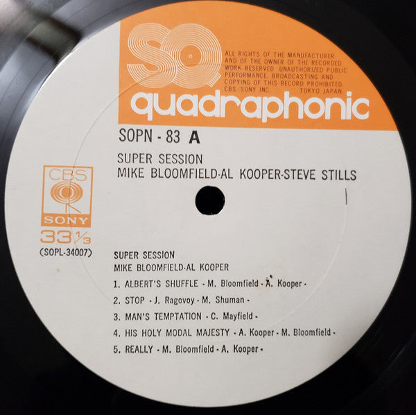 Mike Bloomfield - Super Session (Vinyl, LP, Album, Reissue, Quadraphonic) Very Good Plus (VG+) / Very Good (VG)