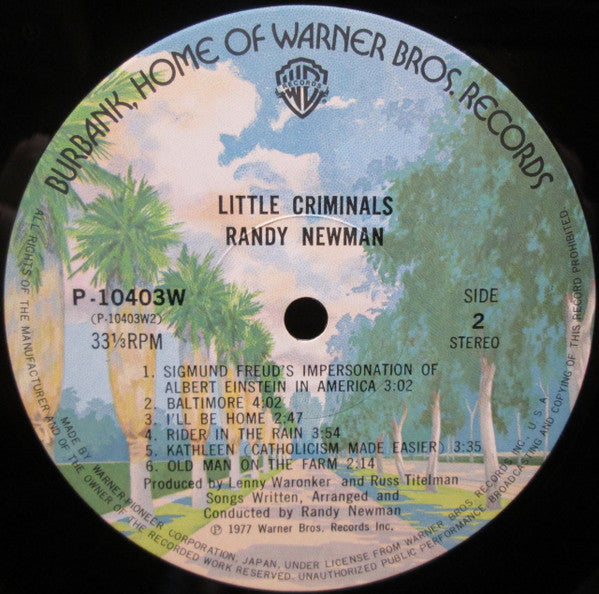 Randy Newman - Little Criminals (Vinyl, LP, Album) Near Mint (NM or M-) / Very Good Plus (VG+)