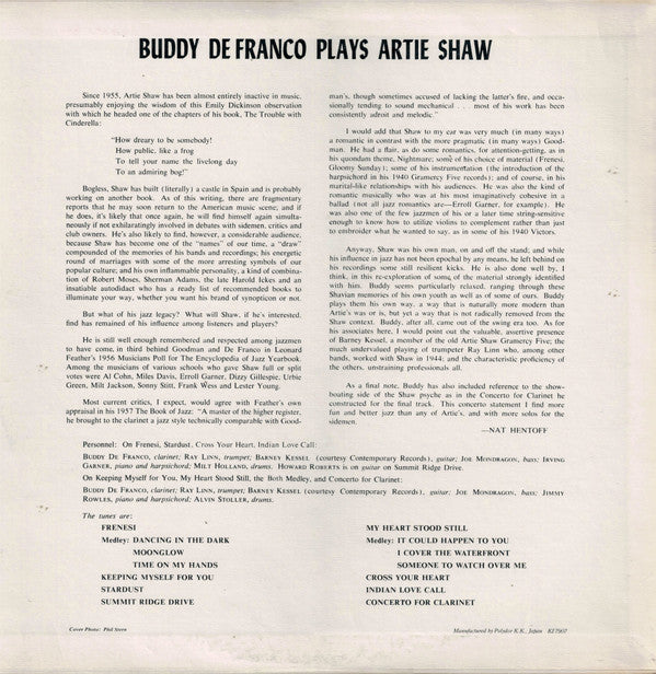 Buddy DeFranco - Buddy De Franco Plays Artie Shaw (Vinyl, LP, Reissue) Near Mint (NM or M-) / Very Good Plus (VG+)