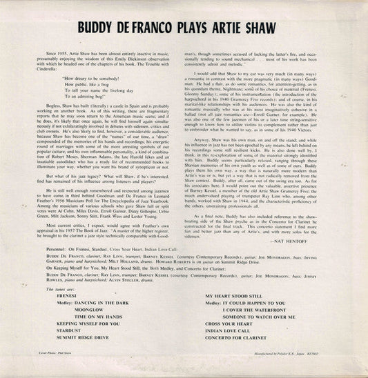 Buddy DeFranco - Buddy De Franco Plays Artie Shaw (Vinyl, LP, Reissue) Near Mint (NM or M-) / Very Good Plus (VG+)