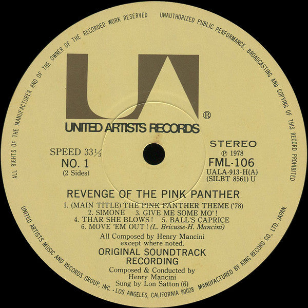 Henry Mancini - Revenge Of The Pink Panther (Original Motion Picture Soundtrack) (Vinyl, LP, Album) Very Good (VG) / Very Good (VG)