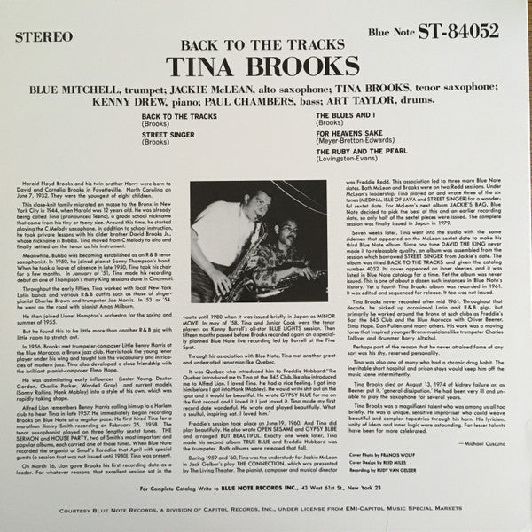 Tina Brooks - Back To The Tracks (Vinyl, LP, Album, Stereo, Reissue) Near Mint (NM or M-) / Very Good Plus (VG+)