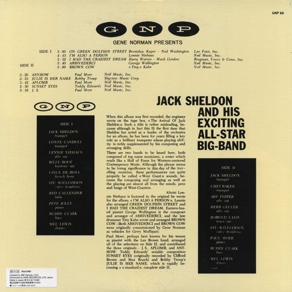 Jack Sheldon And His Exciting All-Star Big-Band - Jack's Groove (Vinyl, LP, Album, Stereo) Very Good Plus (VG+) / Very Good (VG)