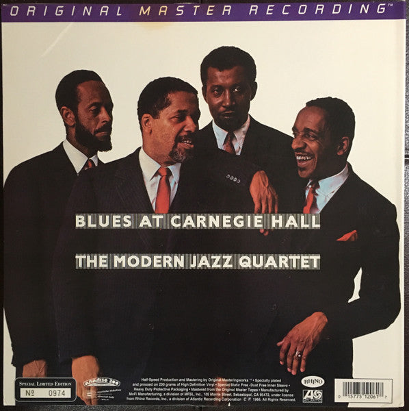 The Modern Jazz Quartet - Blues At Carnegie Hall (Vinyl, LP, Limited Edition, Numbered, Reissue, Remastered, Special Edition) Very Good Plus (VG+) / Very Good Plus (VG+)
