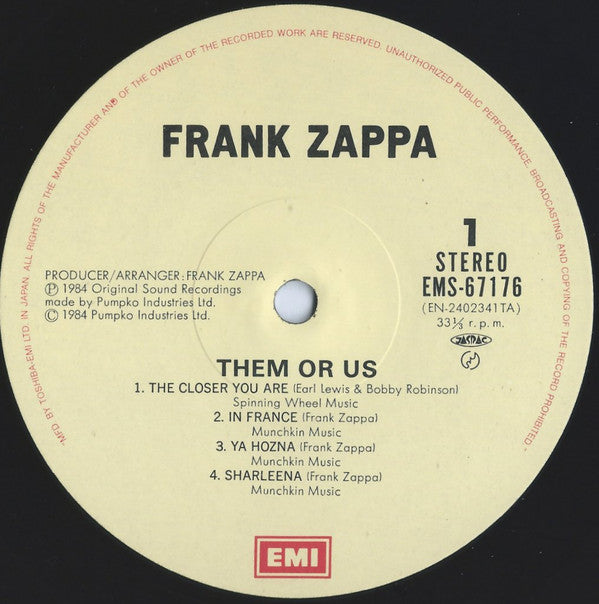 Frank Zappa - Them Or Us (2xVinyl, LP, Album) Very Good Plus (VG+) / Very Good Plus (VG+)