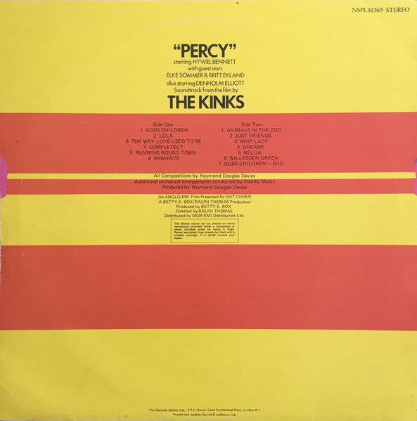 The Kinks - Percy (Vinyl, LP, Album, Stereo) Very Good Plus (VG+) / Very Good (VG)