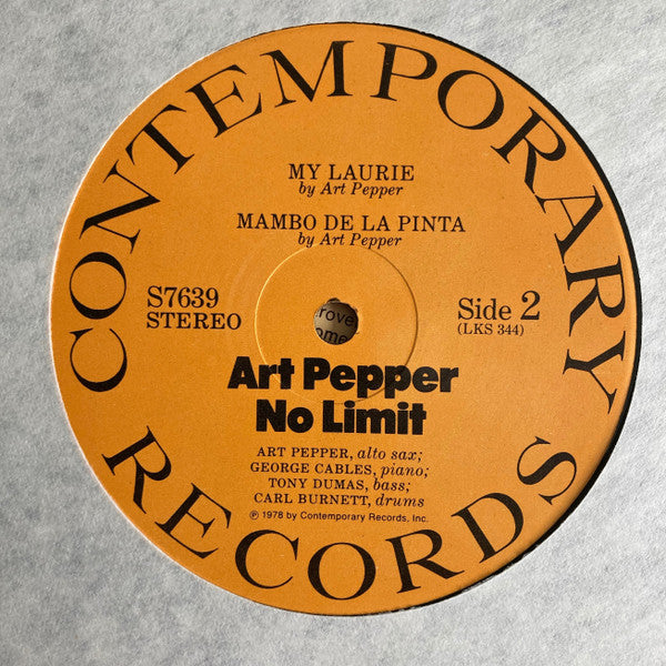 Art Pepper - No Limit (Vinyl, LP, Album) Very Good Plus (VG+) / Very Good (VG)