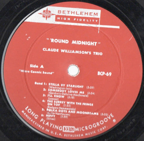 The Claude Williamson Trio - 'Round Midnight (Vinyl, LP, Album, Mono) Very Good (VG) / Very Good (VG)