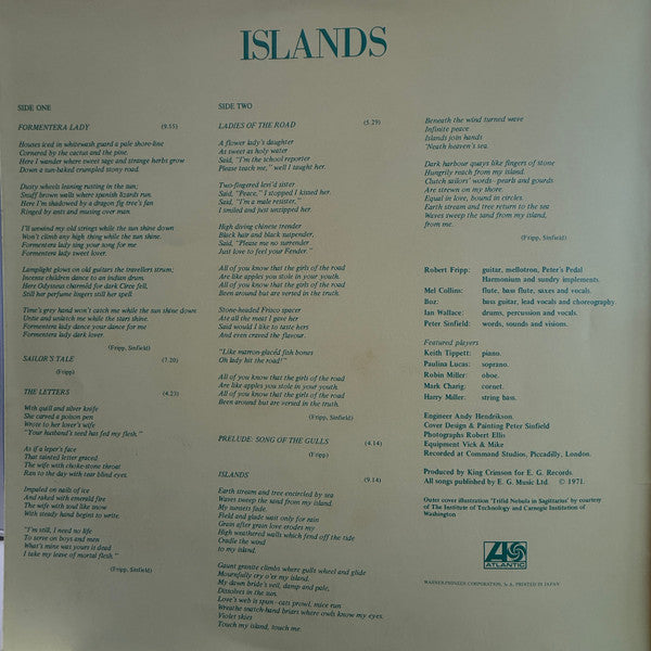 King Crimson - Islands (Vinyl, LP, Album, Reissue, Stereo) Near Mint (NM or M-) / Very Good Plus (VG+)