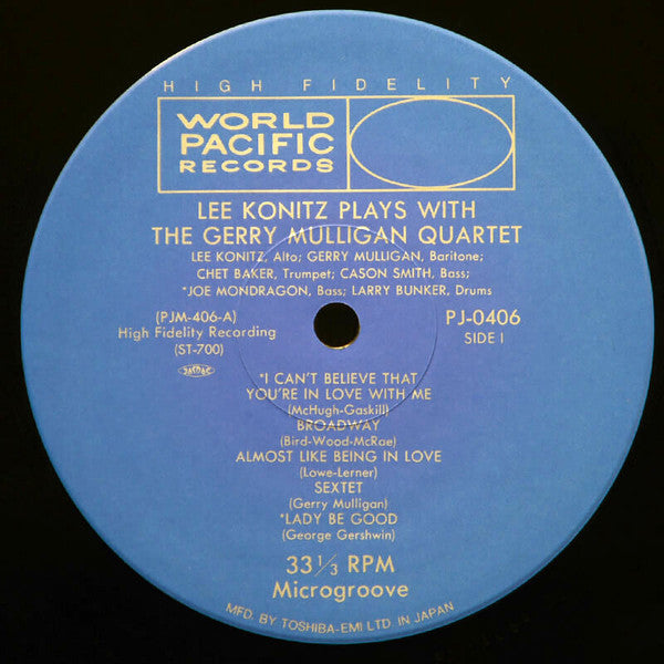 Lee Konitz - Lee Konitz Plays With The Gerry Mulligan Quartet (Vinyl, LP, Album, Reissue, Mono) Very Good Plus (VG+) / Very Good Plus (VG+)