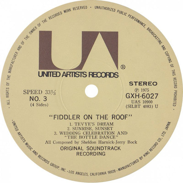 John Williams (4) - Fiddler On The Roof (Original Motion Picture Soundtrack Recording) (2xVinyl, LP, Album) Good Plus (G+) / Very Good Plus (VG+)