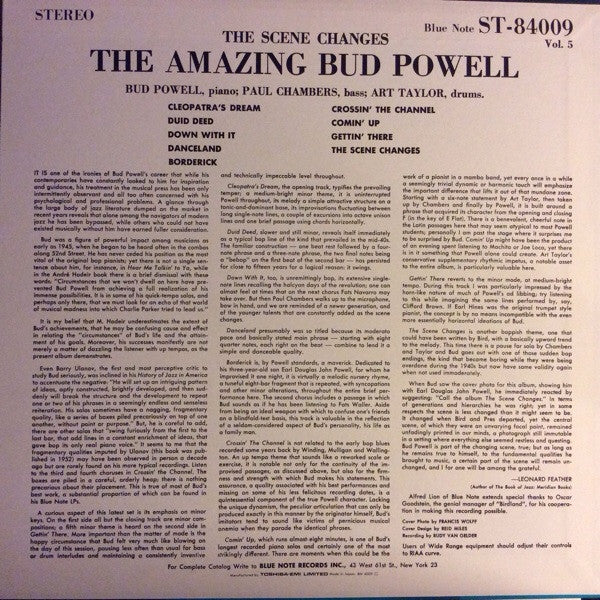 Bud Powell - The Scene Changes, Vol. 5 (Vinyl, LP, Album, Limited Edition, Reissue, Stereo) Very Good Plus (VG+) / Very Good Plus (VG+)