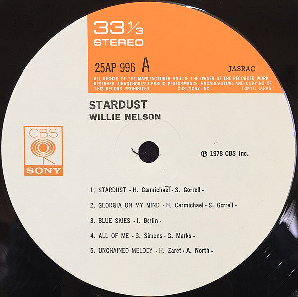 Willie Nelson - Stardust (Vinyl, LP, Album) Good Plus (G+) / Very Good Plus (VG+)