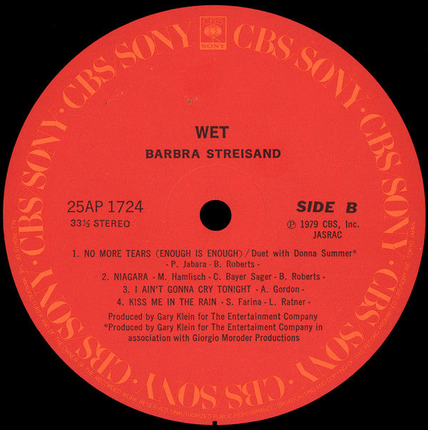 Barbra Streisand - Wet (Vinyl, LP, Album)