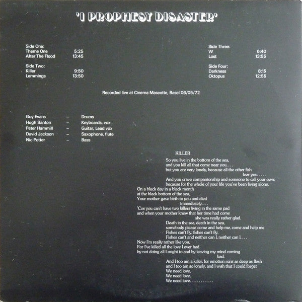 Van Der Graaf Generator - I Prophesy Disaster (2xVinyl, LP, Unofficial Release) Near Mint (NM or M-) / Very Good Plus (VG+)