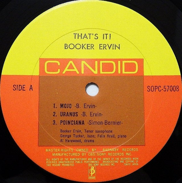Booker Ervin - That's It! (Vinyl, LP, Album, Mono)